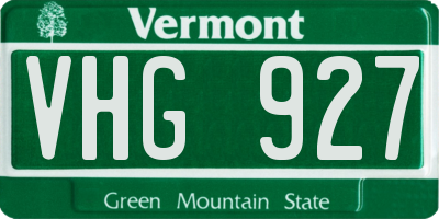 VT license plate VHG927