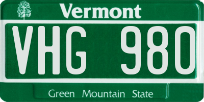 VT license plate VHG980
