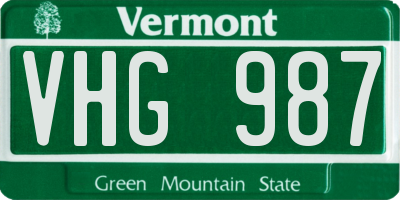 VT license plate VHG987
