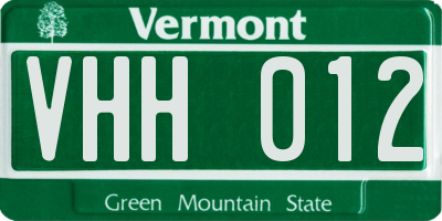 VT license plate VHH012