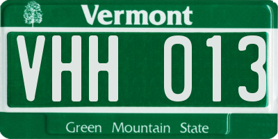 VT license plate VHH013