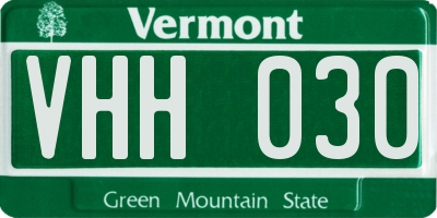 VT license plate VHH030