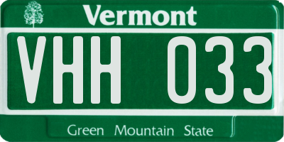VT license plate VHH033