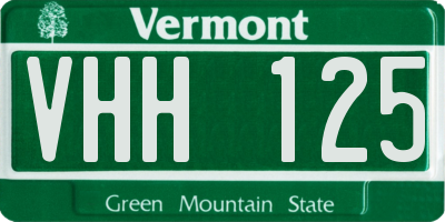 VT license plate VHH125