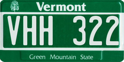 VT license plate VHH322