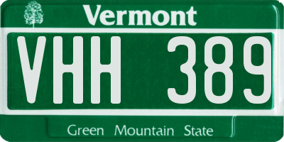 VT license plate VHH389