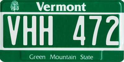 VT license plate VHH472