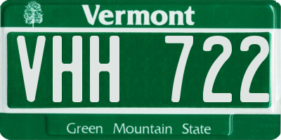 VT license plate VHH722
