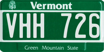 VT license plate VHH726