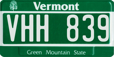 VT license plate VHH839