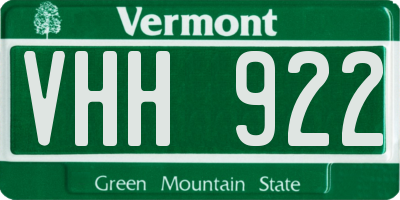 VT license plate VHH922