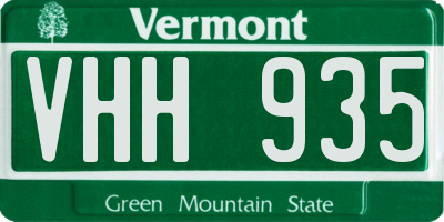 VT license plate VHH935