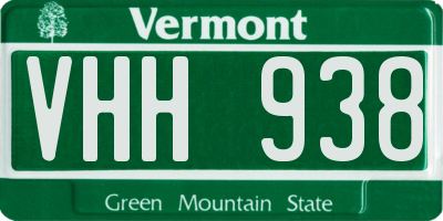 VT license plate VHH938