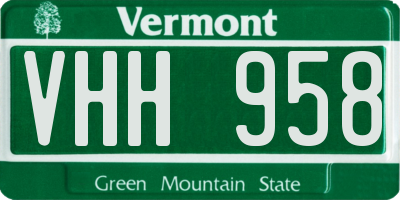 VT license plate VHH958
