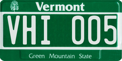 VT license plate VHI005