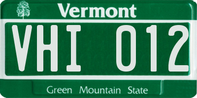 VT license plate VHI012