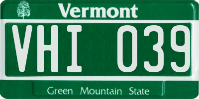 VT license plate VHI039
