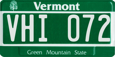 VT license plate VHI072