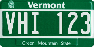 VT license plate VHI123