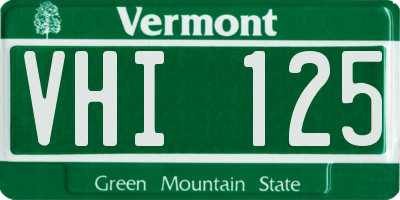 VT license plate VHI125