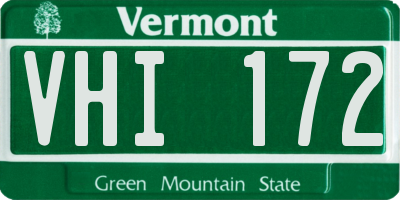 VT license plate VHI172