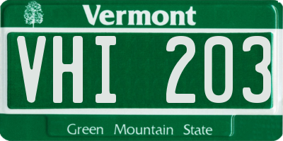 VT license plate VHI203