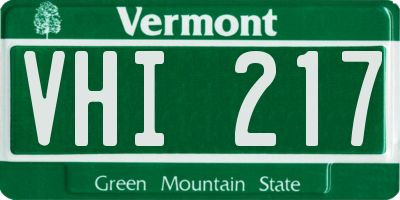 VT license plate VHI217