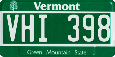 VT license plate VHI398