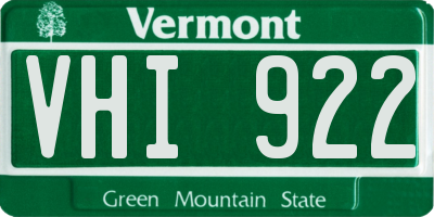 VT license plate VHI922