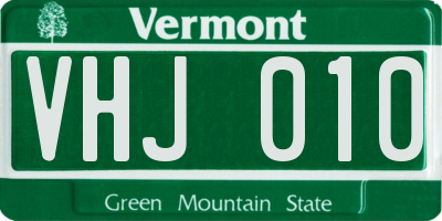 VT license plate VHJ010