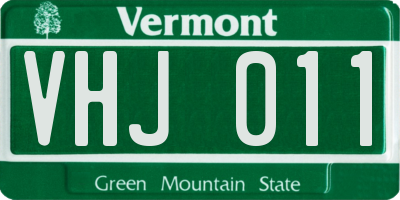 VT license plate VHJ011
