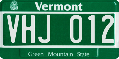 VT license plate VHJ012