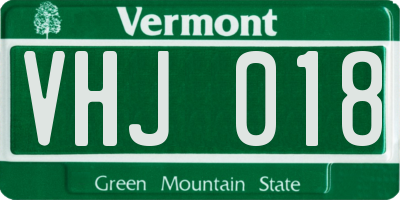 VT license plate VHJ018