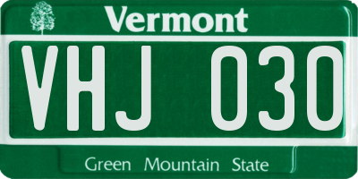 VT license plate VHJ030