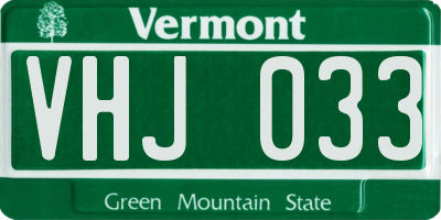 VT license plate VHJ033
