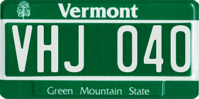 VT license plate VHJ040