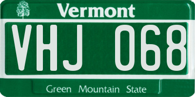 VT license plate VHJ068