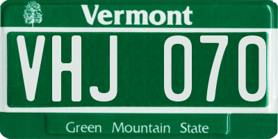 VT license plate VHJ070