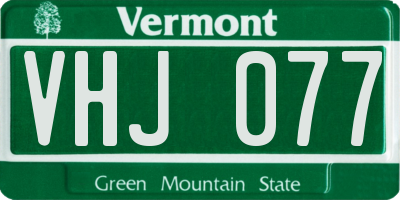 VT license plate VHJ077