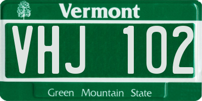 VT license plate VHJ102
