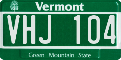 VT license plate VHJ104