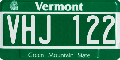 VT license plate VHJ122