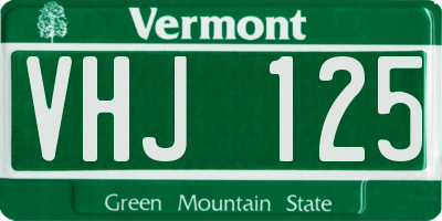 VT license plate VHJ125