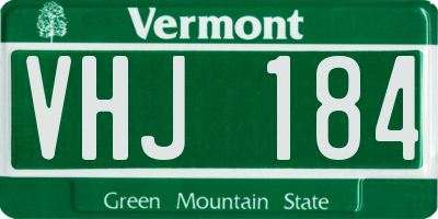 VT license plate VHJ184