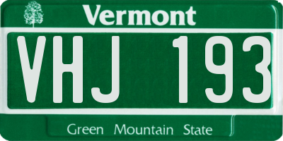 VT license plate VHJ193