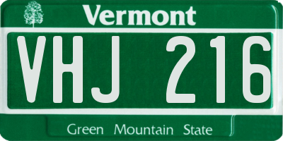 VT license plate VHJ216