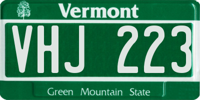 VT license plate VHJ223