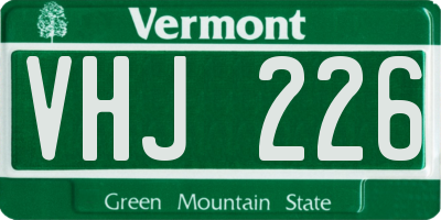 VT license plate VHJ226