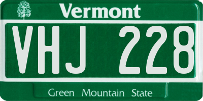 VT license plate VHJ228