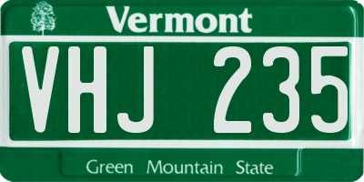 VT license plate VHJ235